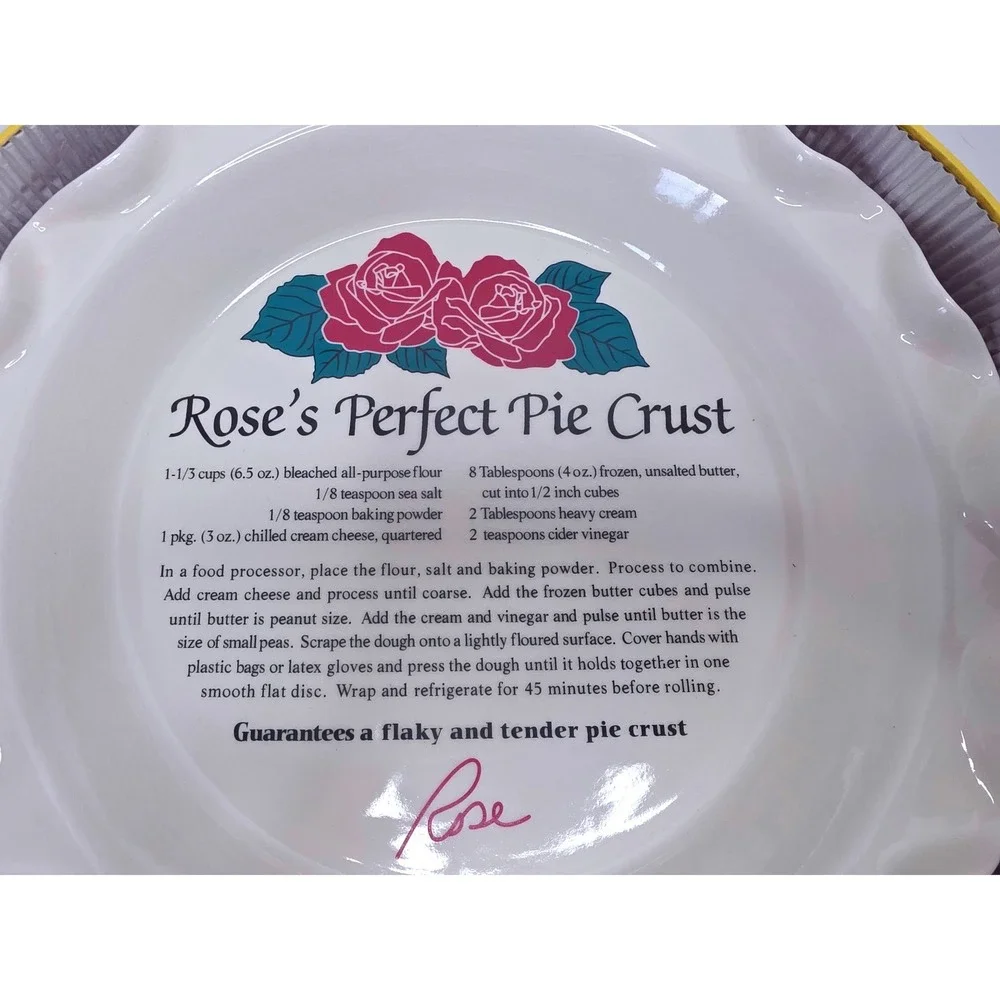 VTG Rose Levy Perfect Pie Plate Ceramic Scalloped Recipe 10